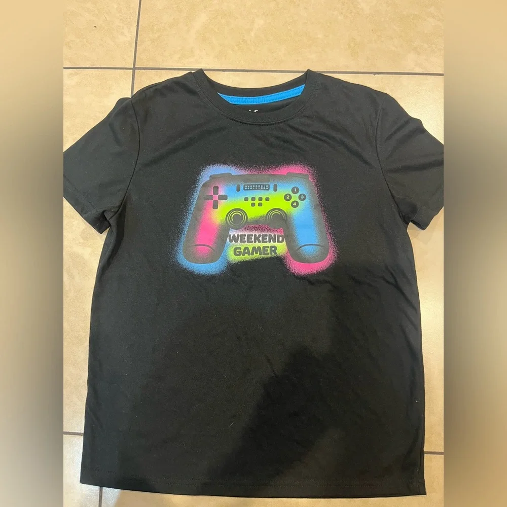 Cat & Jack Black T-Shirt with Colorful Controller Design